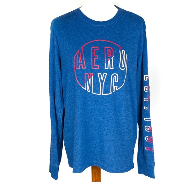 Aeropostale Navy Long Sleeve Crew Neck Tee Shirt Size Medium - Picture 1 of 8